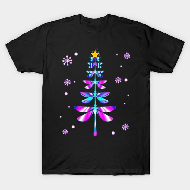 Dragonfly christmas tree sweatshirt top